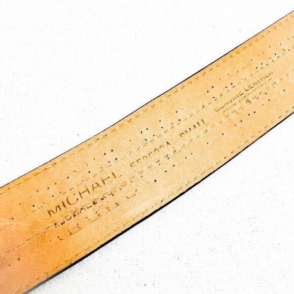 MIchael Kors Studded Brown Leather Belt Brass Accents Size Small - Picture 6 of 7